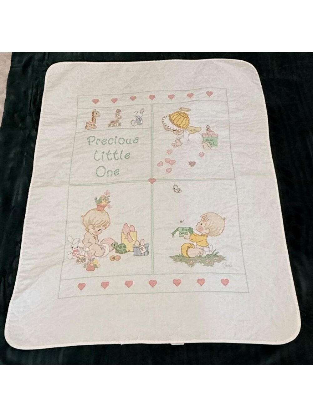 VTG Janlynn Precious Moments "Precious Little One" Hand-Embroidered Crib Quilt B